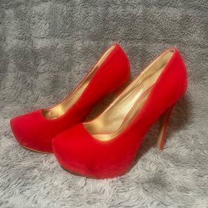 Le Miu Red Suede Platform Stiletto High Heels sz: 8